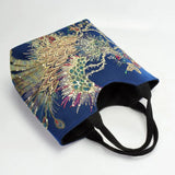 Sequins Peacock Embroidered Women Canvas Totes Bag String Handbag