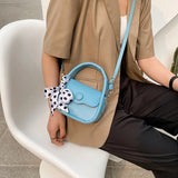 Silk Ribbon Purse Mini Small Square Bags for Women PU Leather Shoulder Bag
