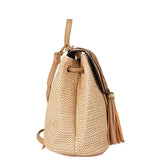 Straw Backpack Bucket Bag Tassel Shoulder Women's Bag