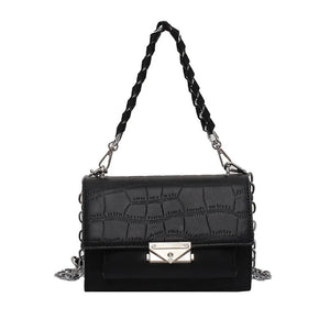 Stone Pattern Square Bag Woven Chain Shoulder Messenger Women's Bag