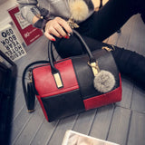 Furry Ball Stitching Boston Bag Women's Handbag
