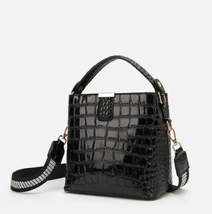 Summer Patent Leather Crocodile Pattern Shoulder Bag