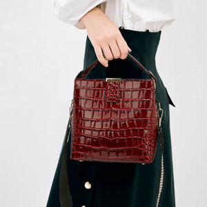 Summer Patent Leather Crocodile Pattern Shoulder Bag