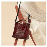 Summer Patent Leather Crocodile Pattern Shoulder Bag
