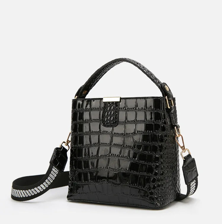 Summer Patent Leather Crocodile Pattern Shoulder Bag