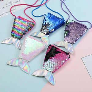 Sequined Fish Scale Purse Kids Mermaid Pouch