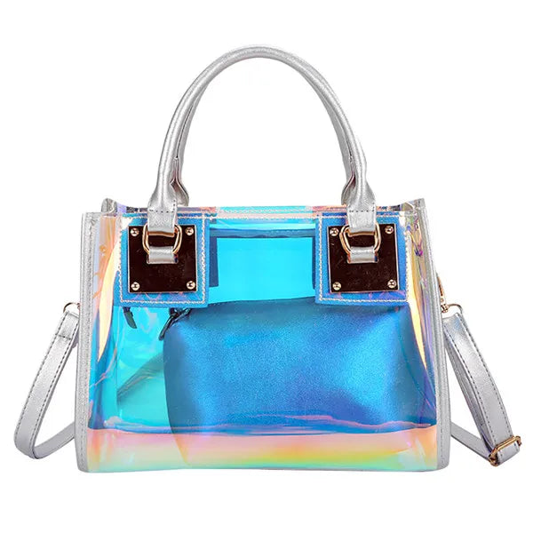 Clear PVC Multi-Function Messenger Bag Laser Shoulder Handbag