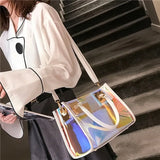 Clear PVC Multi-Function Messenger Bag Laser Shoulder Handbag