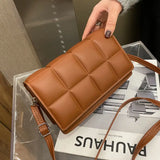 PU Leather Lattice Crossbody Bag for Women Shoulder Handbag