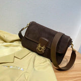 Retro Underarm Bag Cowhide Suede Female Shoulder Handbag