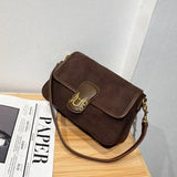 Retro Underarm Bag Cowhide Suede Female Shoulder Handbag