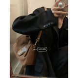 Retro Underarm Bag Cowhide Suede Female Shoulder Handbag
