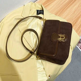Retro Underarm Bag Cowhide Suede Female Shoulder Handbag