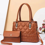 Rhombus Ladies Shoulder Messenger Bag European American Bags Women 2-piece set