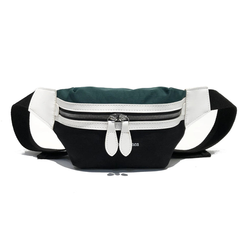 Canvas Waist Bag for Women Panelled Fanny Pack Girls Bum Bag Chest Crossbody