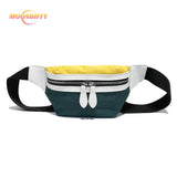 Canvas Waist Bag Women Panelled Fanny Pack Letter Bum Bag Girls Crossbody
