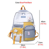 Waterproof Nylon Insert Buckle Women Backpack Female Multi-pocket Travel Bag