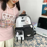 Waterproof Nylon Insert Buckle Women Backpack Female Multi-pocket Travel Bag