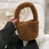 Winter Lamb Wool Bag Granular Vegetable Basket Soft Shoulder Bag