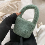 Winter Lamb Wool Bag Granular Vegetable Basket Soft Shoulder Bag