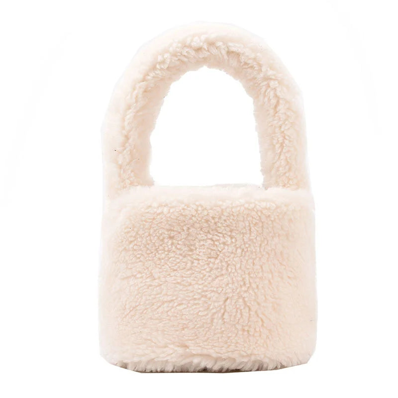 Winter Lamb Wool Bag Granular Vegetable Basket Soft Shoulder Bag