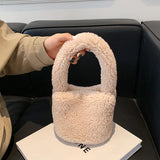 Winter Lamb Wool Bag Granular Vegetable Basket Soft Shoulder Bag