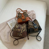 Winter Leopard Print Bucket Bag Ladies Shoulder Bag