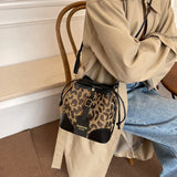 Winter Leopard Print Bucket Bag Ladies Shoulder Bag