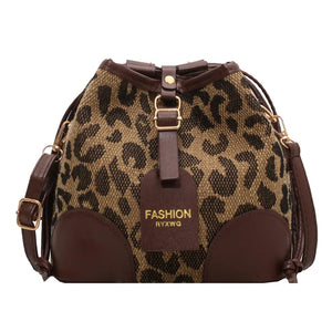 Winter Leopard Print Bucket Bag Ladies Shoulder Bag