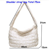 Winter Soft Down Fabric Shoulder Bag Lattice Pattern Women's Capacity Tote
