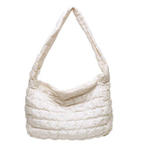 Winter Soft Down Fabric Shoulder Bag Lattice Pattern Women's Capacity Tote