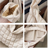 Winter Soft Down Fabric Shoulder Bag Lattice Pattern Women's Capacity Tote