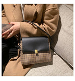 Women Bag Plaid Print PU Shoulder Bag Messenger Crossbody Square Bag
