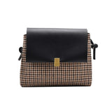 Women Bag Plaid Print PU Shoulder Bag Messenger Crossbody Square Bag