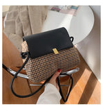 Women Bag Plaid Print PU Shoulder Bag Messenger Crossbody Square Bag