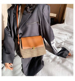Women Bag Plaid Print PU Shoulder Bag Messenger Crossbody Square Bag
