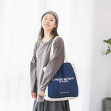 London Letters Print Canvas Bag Large Tote For Girls