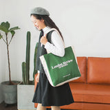 London Letters Print Canvas Bag Large Tote For Girls