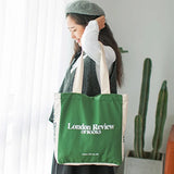 London Letters Print Canvas Bag Large Tote For Girls