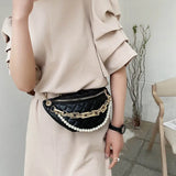 Women Chest Bag Chain Clutches Leather Crossbody Bags