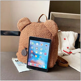 Bear Ear Fleece Backpack Warm Lambswool Shoulder Bag