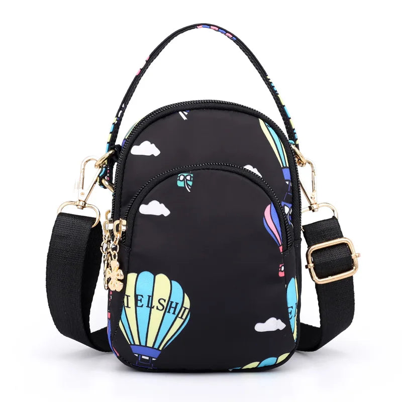 Embroidered Crossbody Zip Bag Multifunctional Handbag
