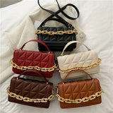 Solid Retro Chain Underarm Bag Rhombic Embroidery Thread Crossbody Bag