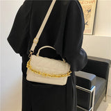 Solid Retro Chain Underarm Bag Rhombic Embroidery Thread Crossbody Bag