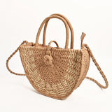 Women Straw Bag Round Woven Shoulder Beach Cross Body Bags
