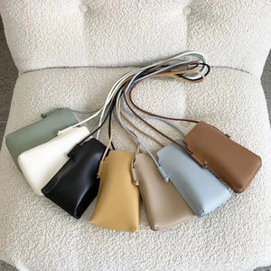 Mini Crossbody Phone Bag Solid PU Leather Youth Shoulder Bag