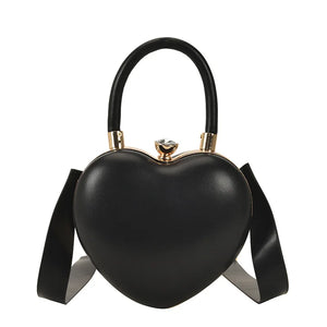 Women's Bag Stripe Heart Shaped Handbags Girls PU Leather Crossbody Bag