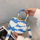 Women's Bag Stripe Heart Shaped Handbags Girls PU Leather Crossbody Bag