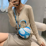 Women's Bag Stripe Heart Shaped Handbags Girls PU Leather Crossbody Bag