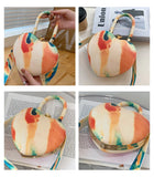 Women's Bag Stripe Heart Shaped Handbags Girls PU Leather Crossbody Bag